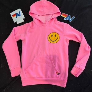 - NWT Aviator Nation KIDS Neon Pink  Smiley Face Hoody Sz. 10
